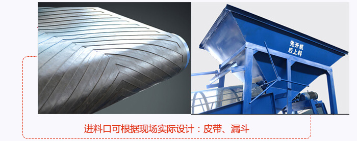 進料口可根據現場實際設計:皮帶式,漏斗式