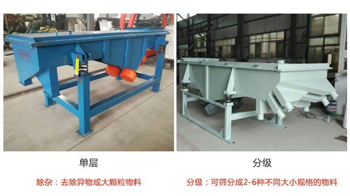 直線振動篩單層除雜,多層分級。